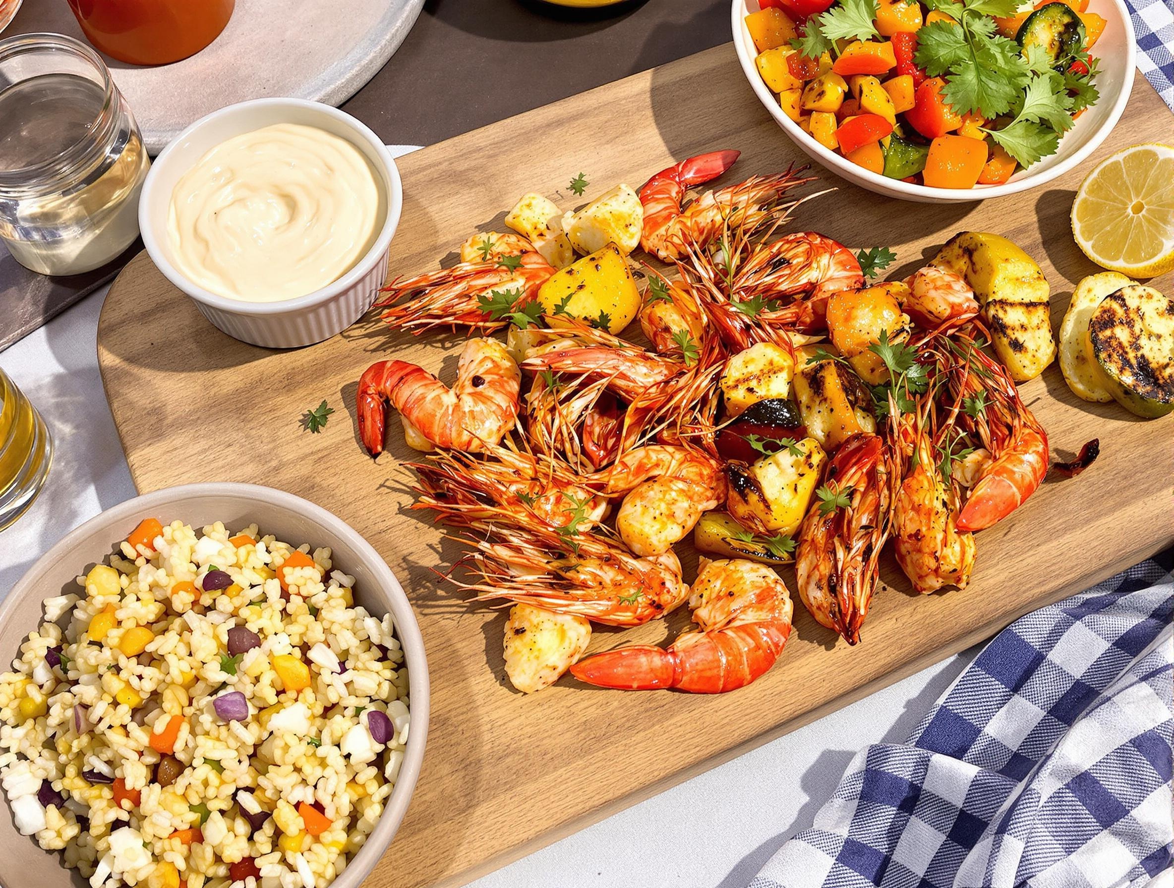 Accompagnements parfaits : mayo maison, riz pilaf et légumes grillés.