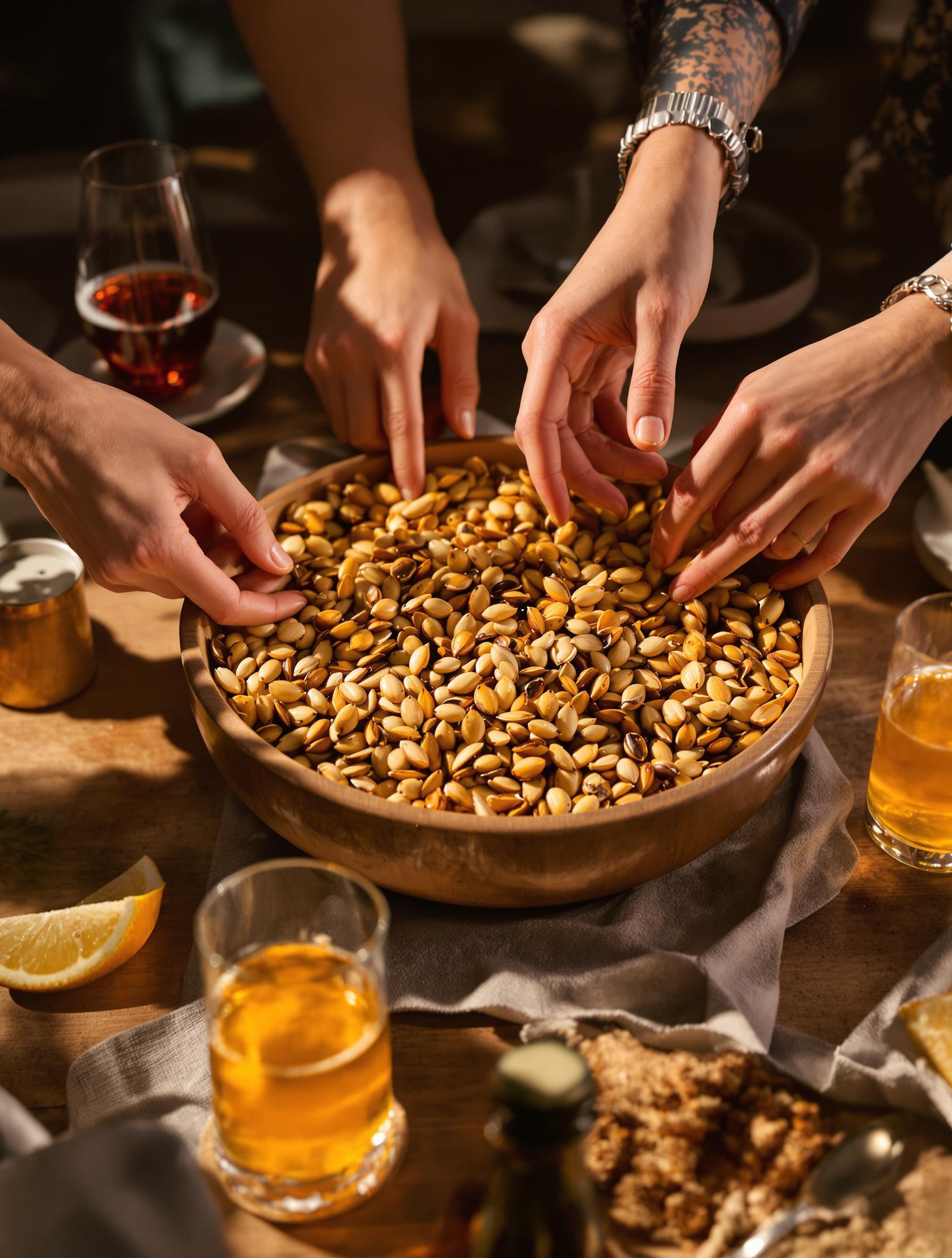 Bol de graines de courge grillées pour apéritif