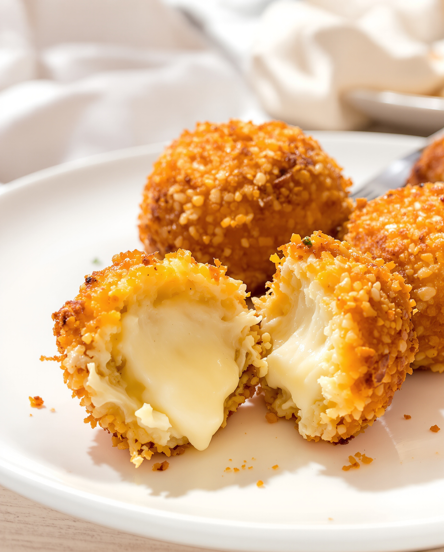 Arancini maison dorés et croustillants avec cœur de mozzarella filant.