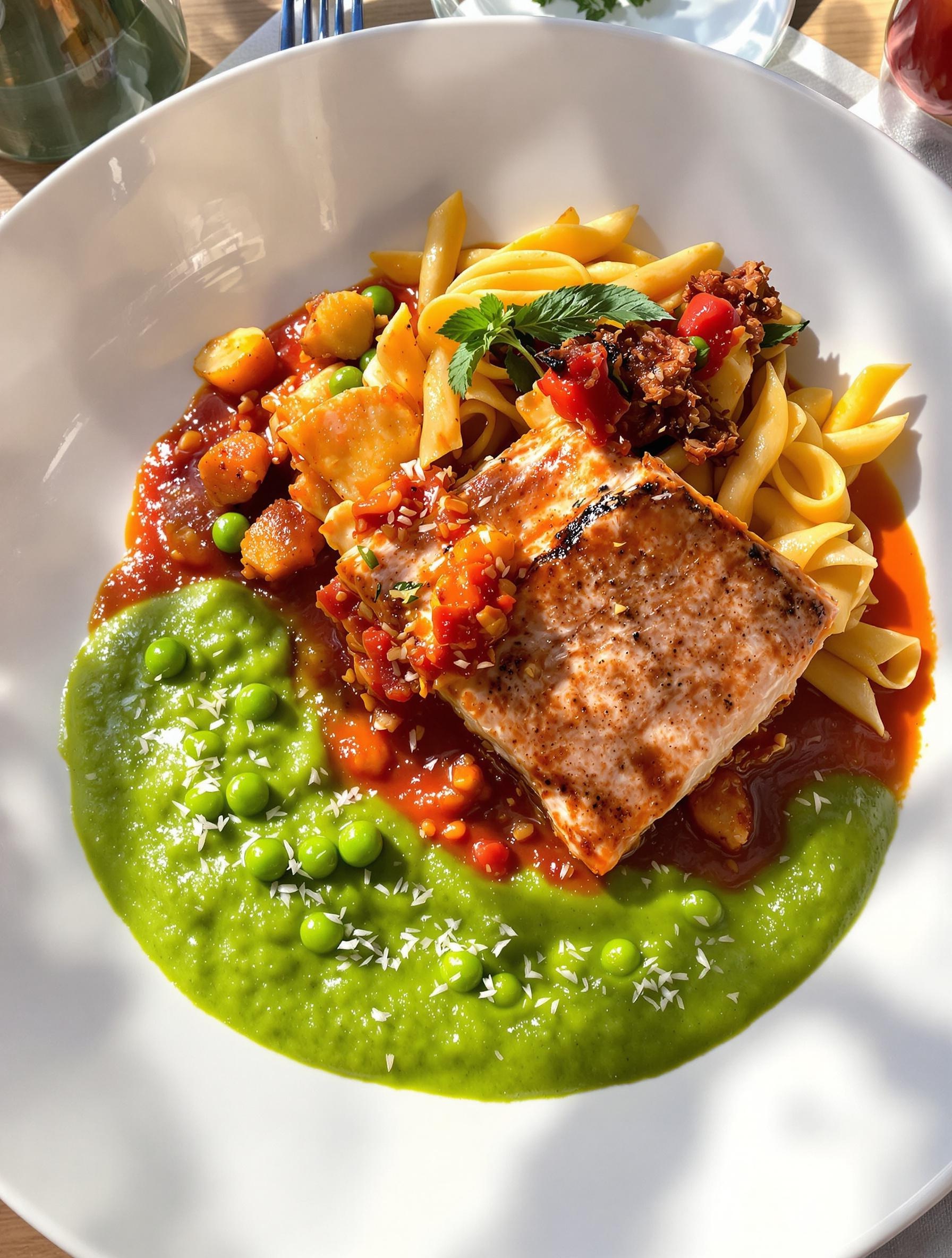 féculents créatifs saumon purée pois cassés citron penne arrabbiata chorizo tagliatelles safran