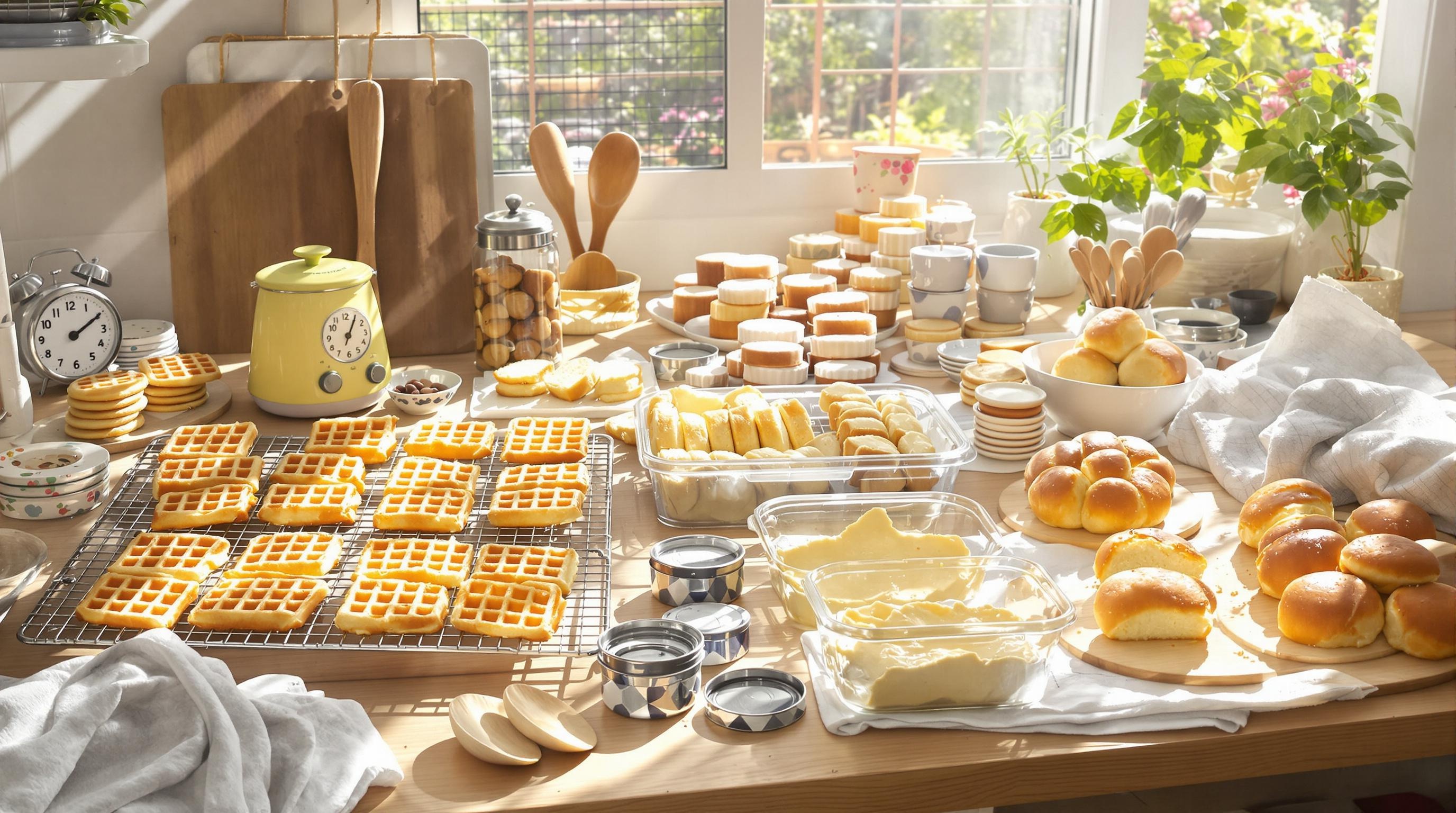 Batch cooking goûter maison avec gaufres liégeoises, cookies et cakes