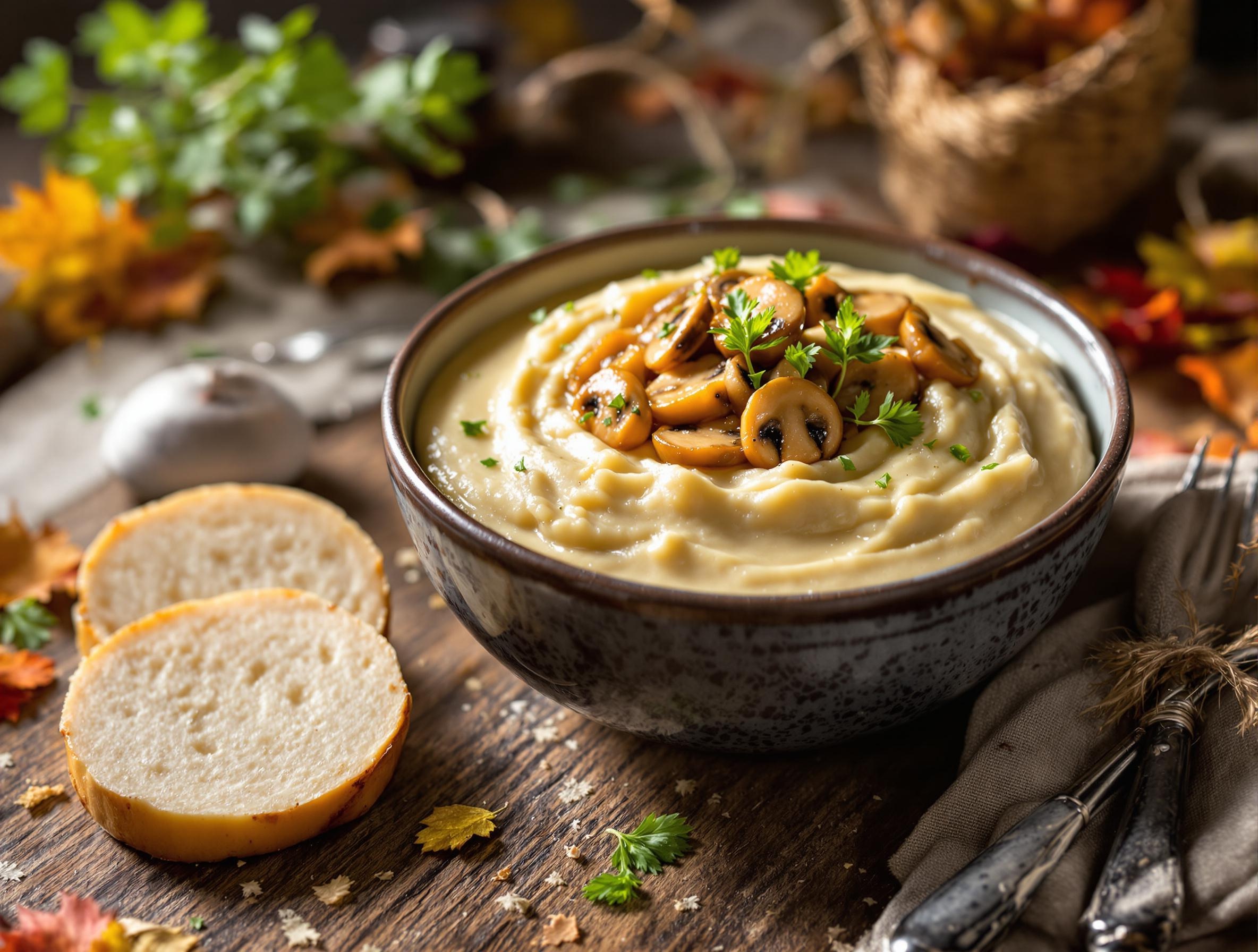 Purée de panais et champignons sautés