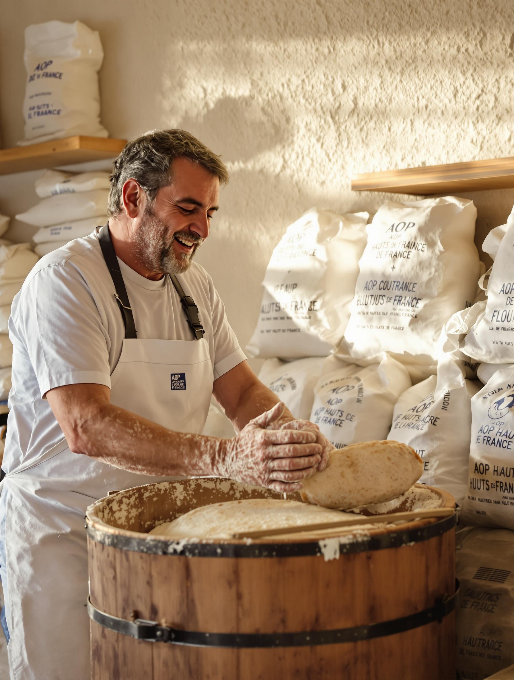 Boulanger lillois contrôle levain pétrin artisanal AOP Hauts-de-France