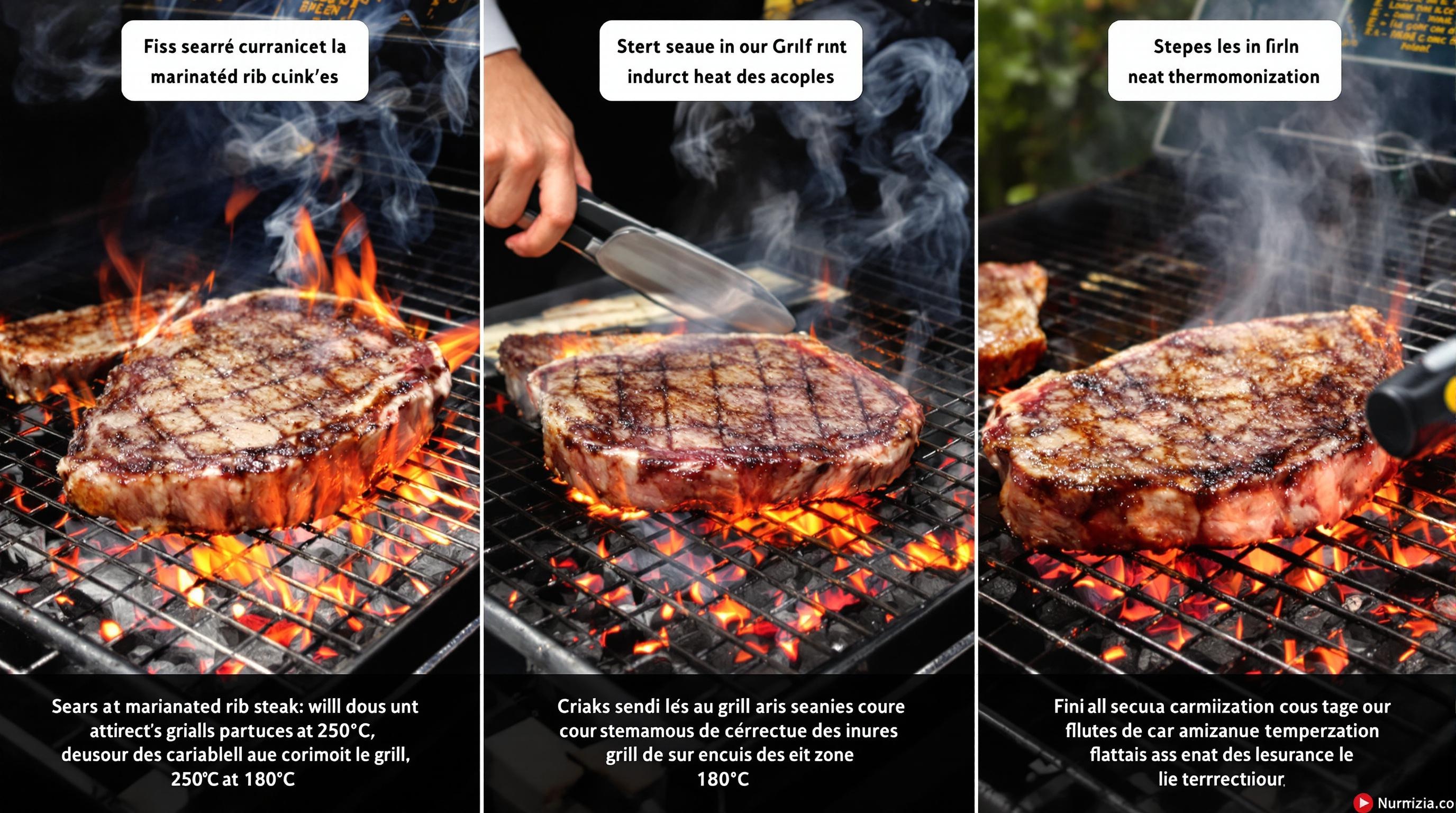 Chronologie de cuisson d'une côte de bœuf marinée avec méthode reverse sear au barbecue