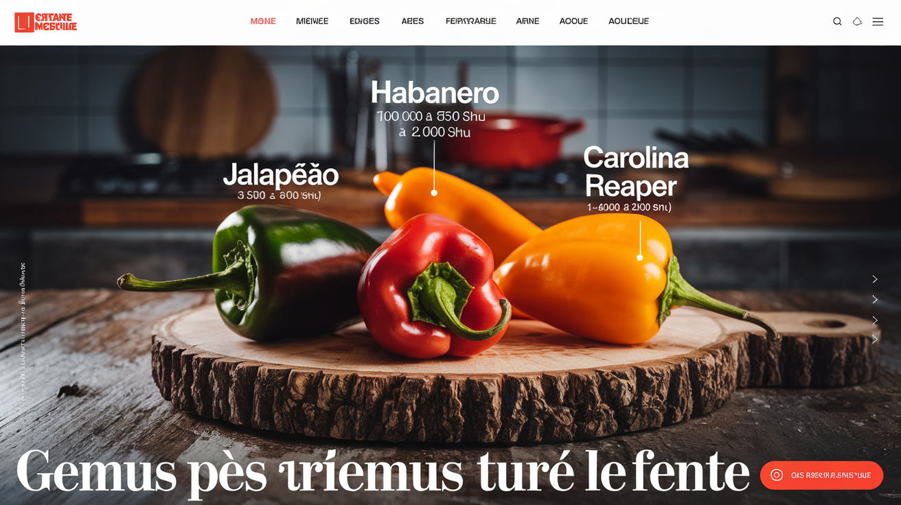 Comparatif de l'échelle Scoville entre Jalapeño, Habanero et Carolina Reaper