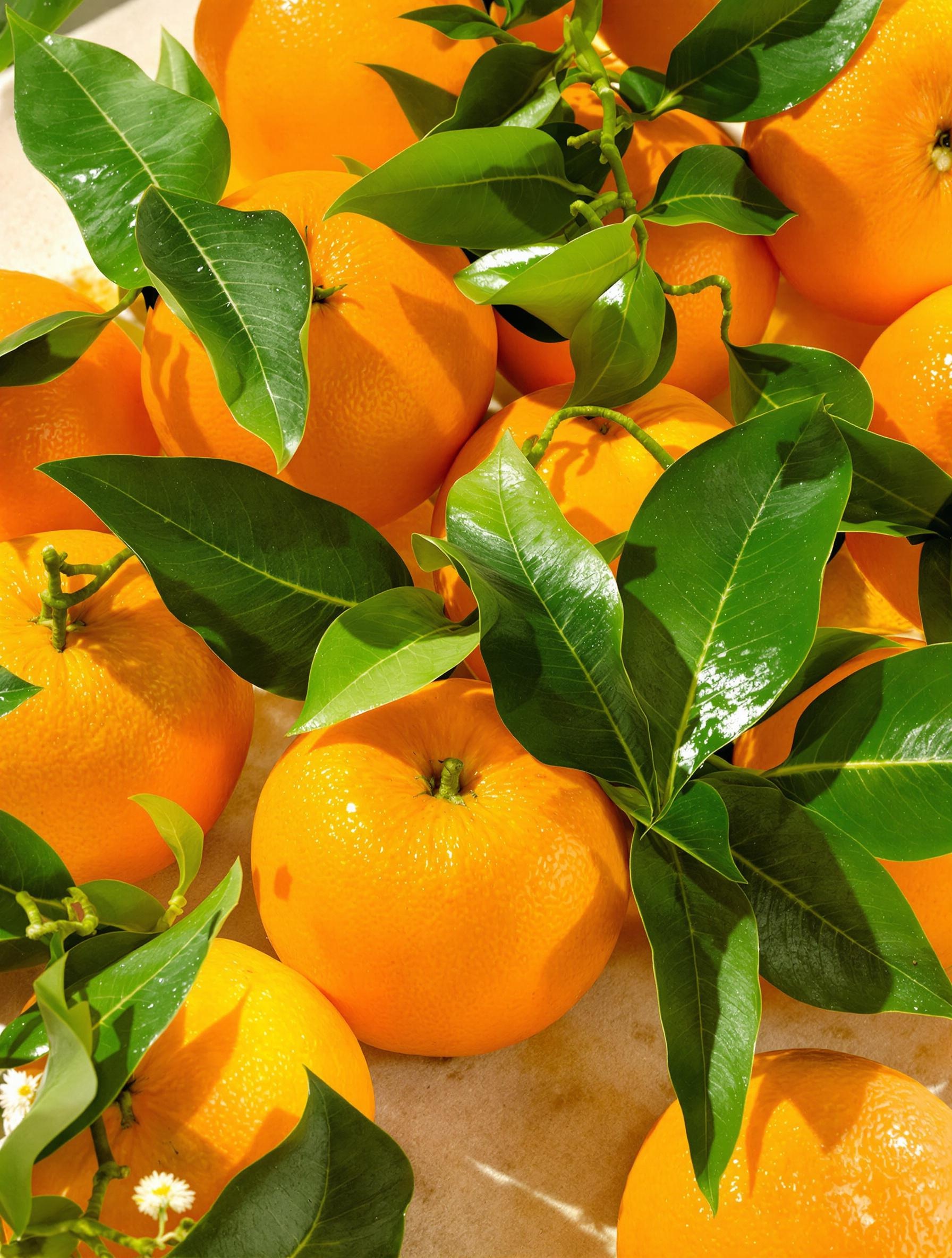 Oranges amères fraîches avec feuilles vertes