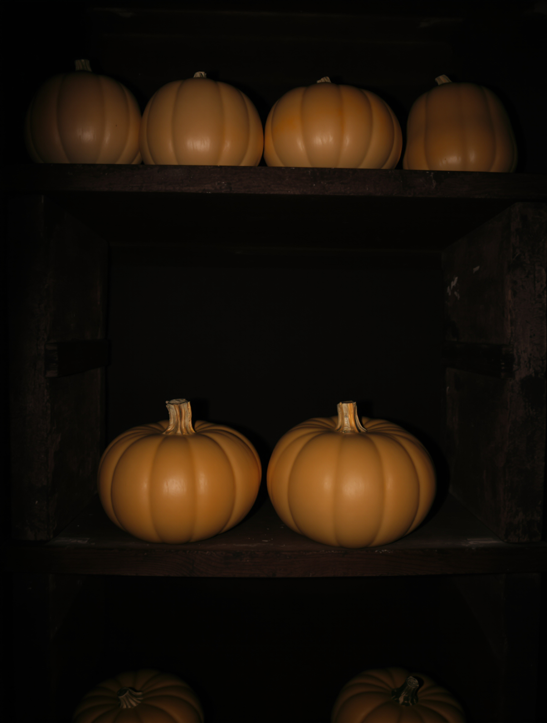Butternut conservées sur étagères dans une cave saine