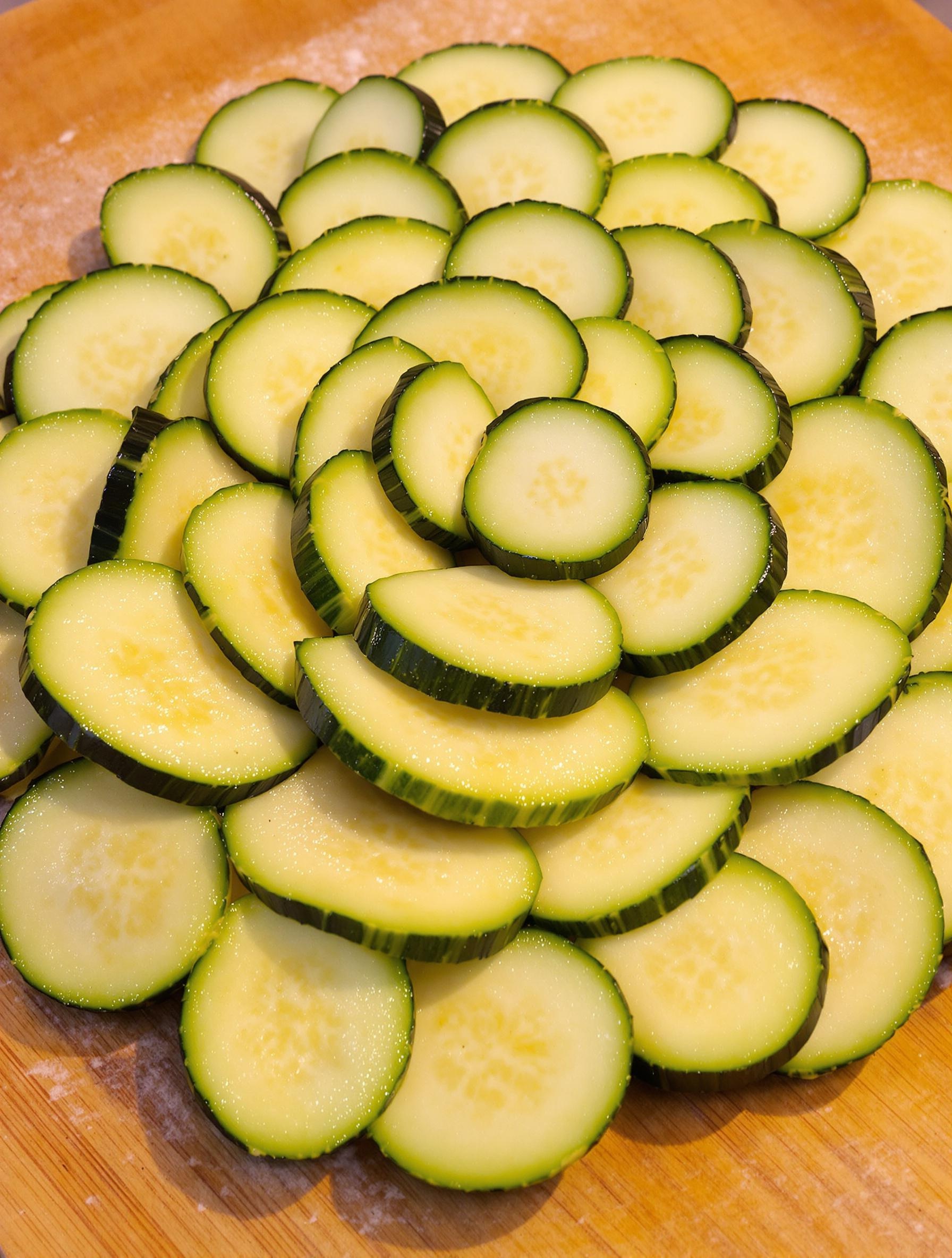 Rondelles de courgettes prêtes pour une tarte savoureuse
