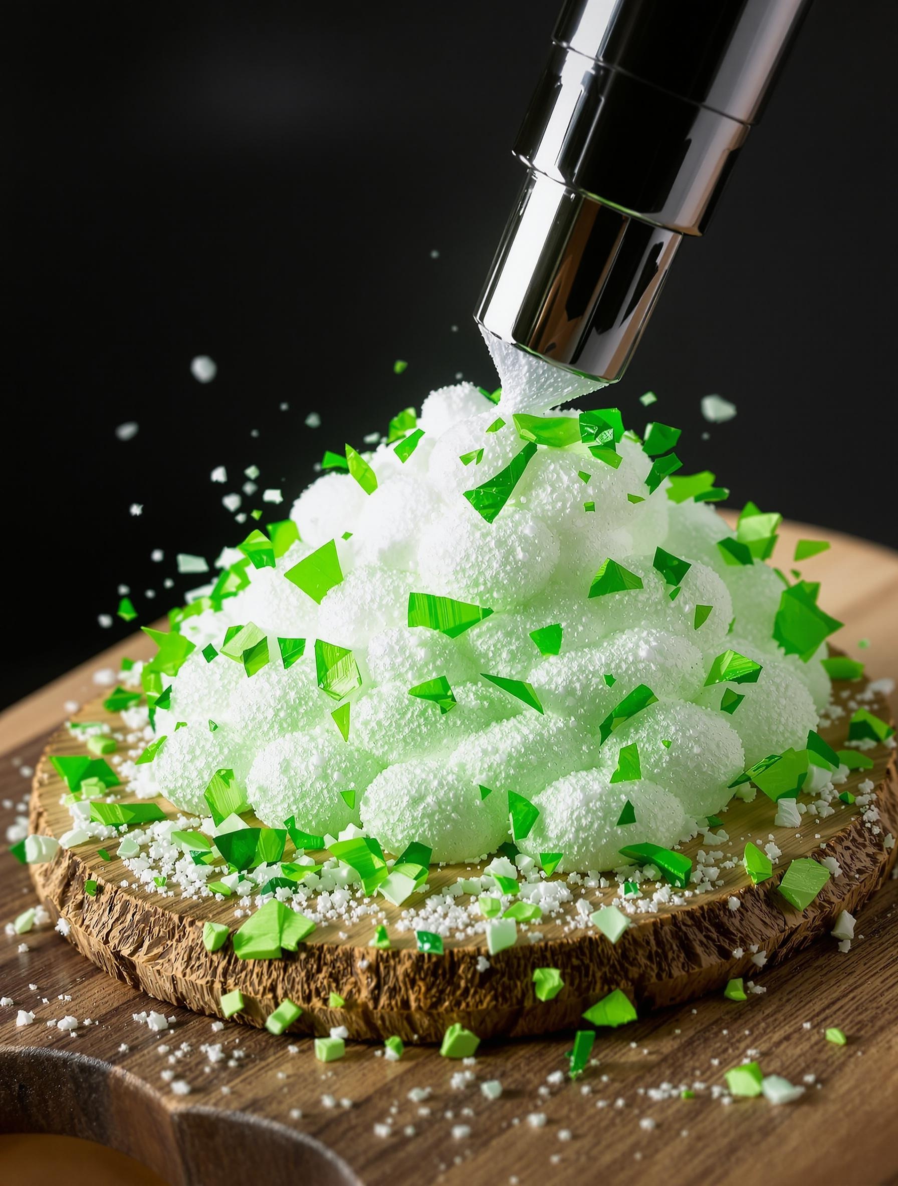 Espuma aérien réalisé avec de l’agar-agar, dressé avec soin.