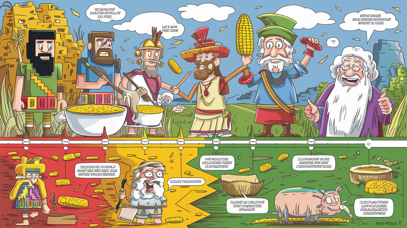Frise chronologique illustrée de l'histoire de la polenta