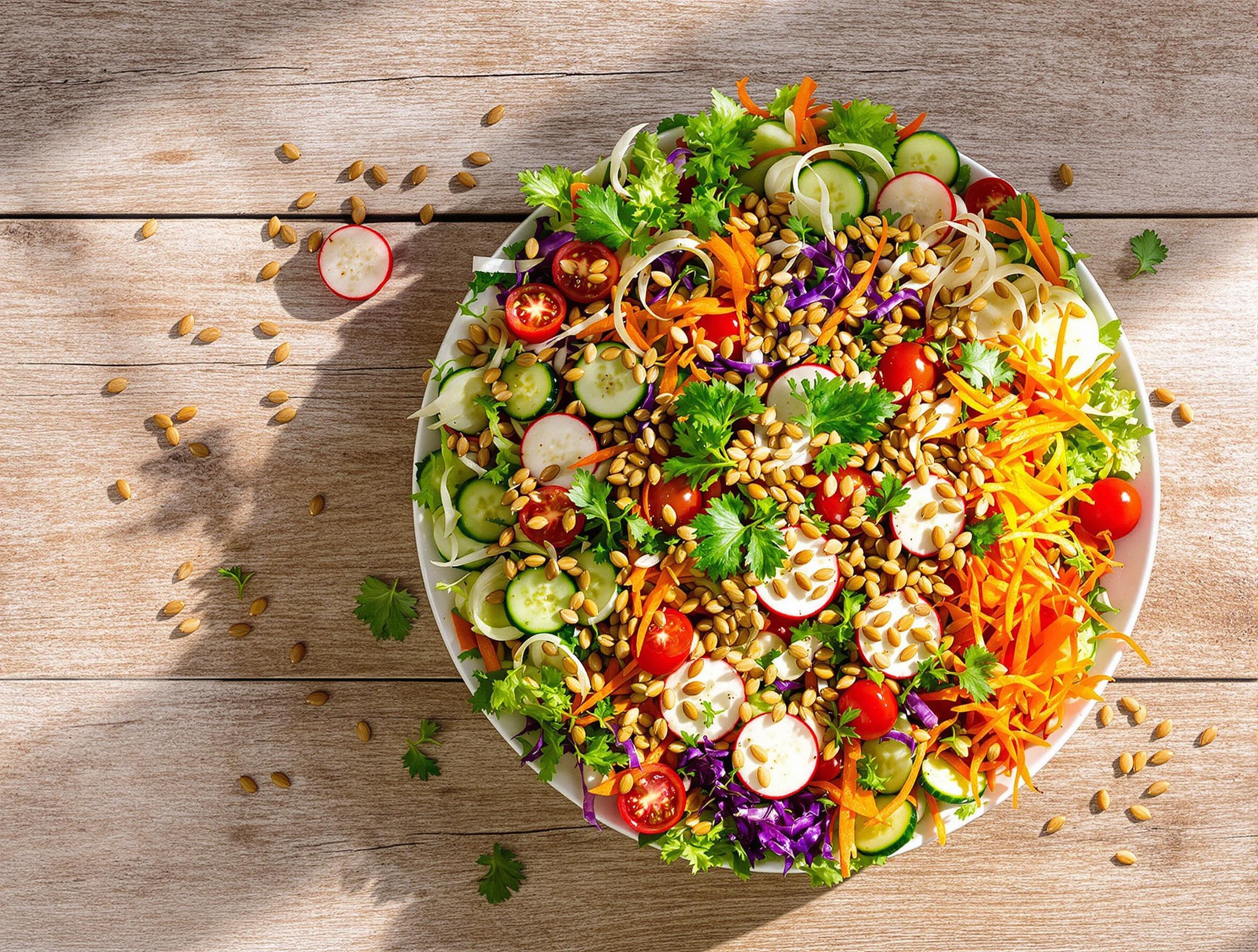 Salade composée avec graines de courge grillées