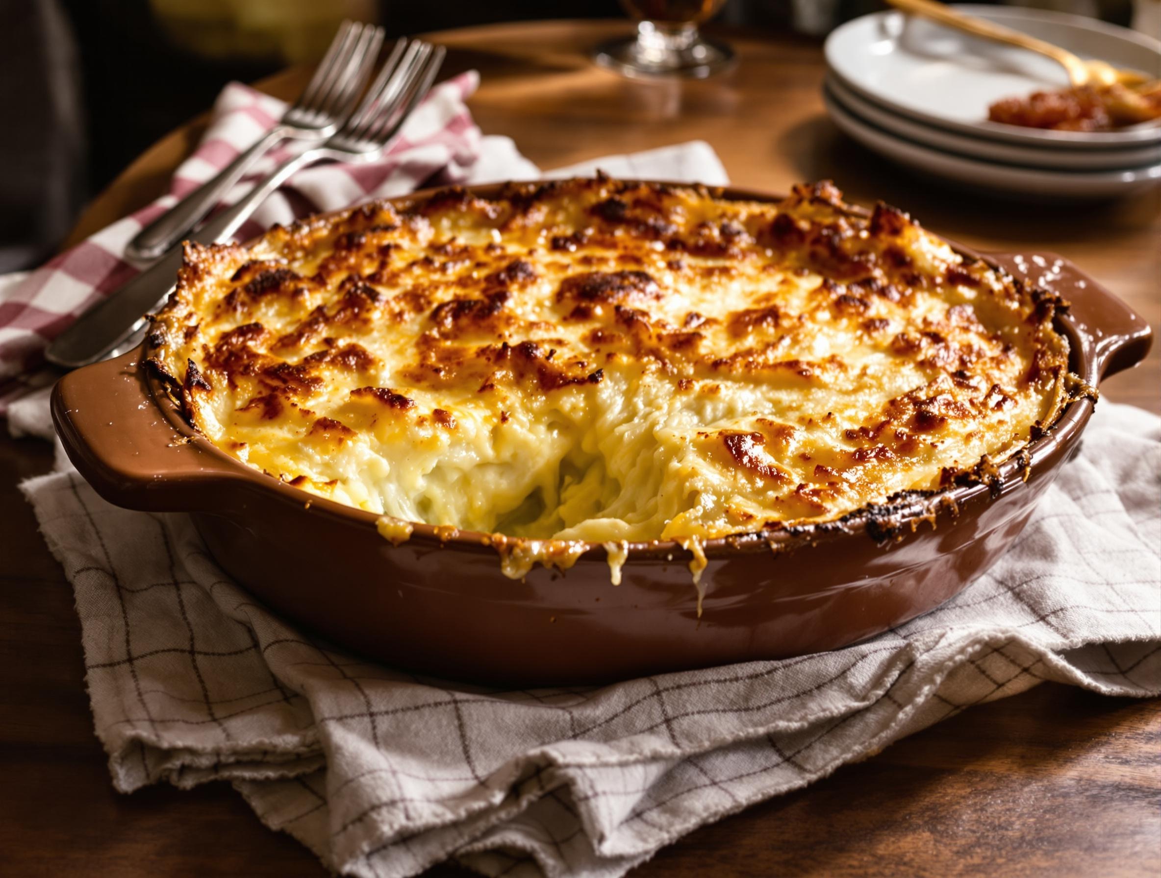Gratin de chou-rave et pommes de terre avec croûte de comté croustillante
