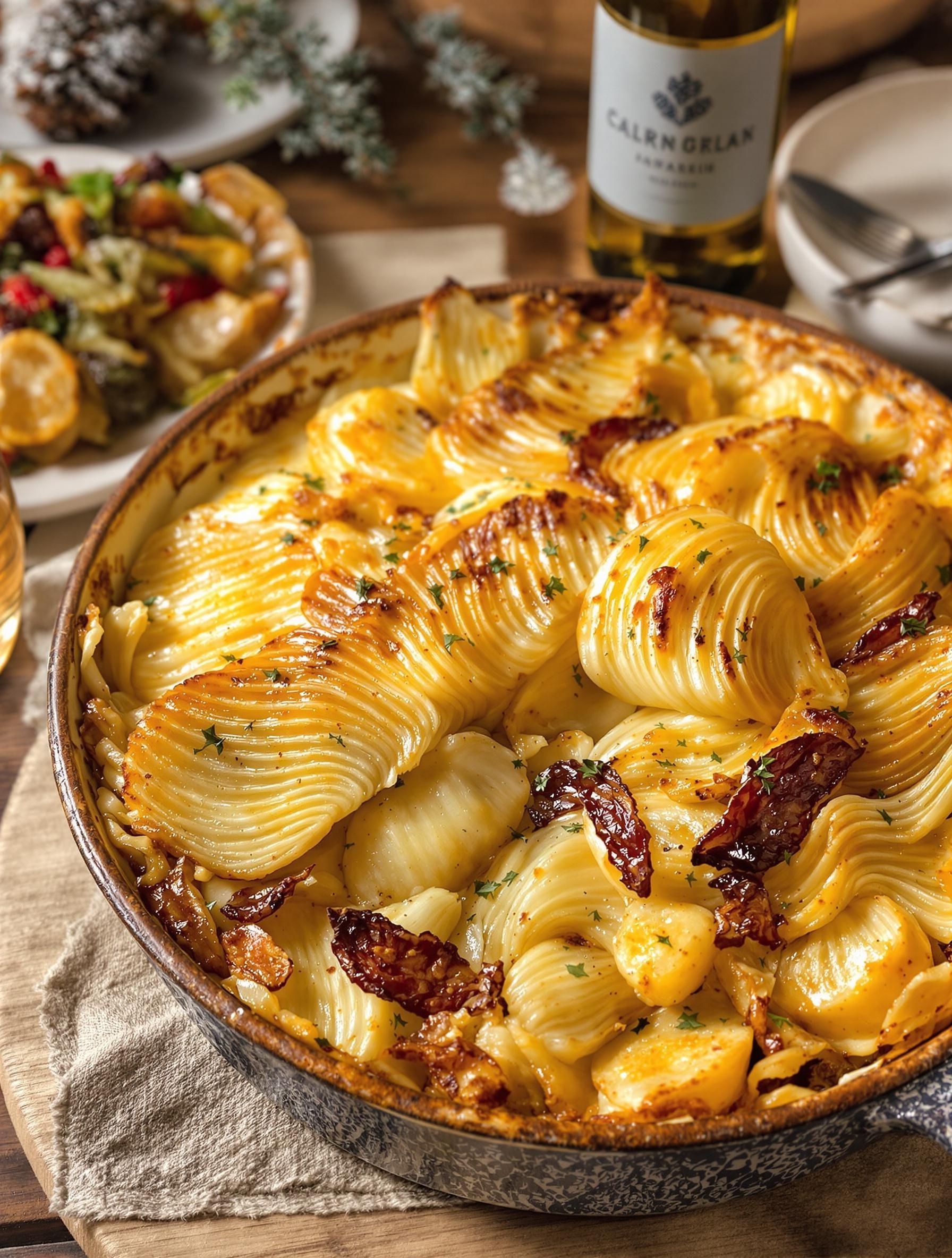 Gratin dauphinois et choux braisés au vin blanc