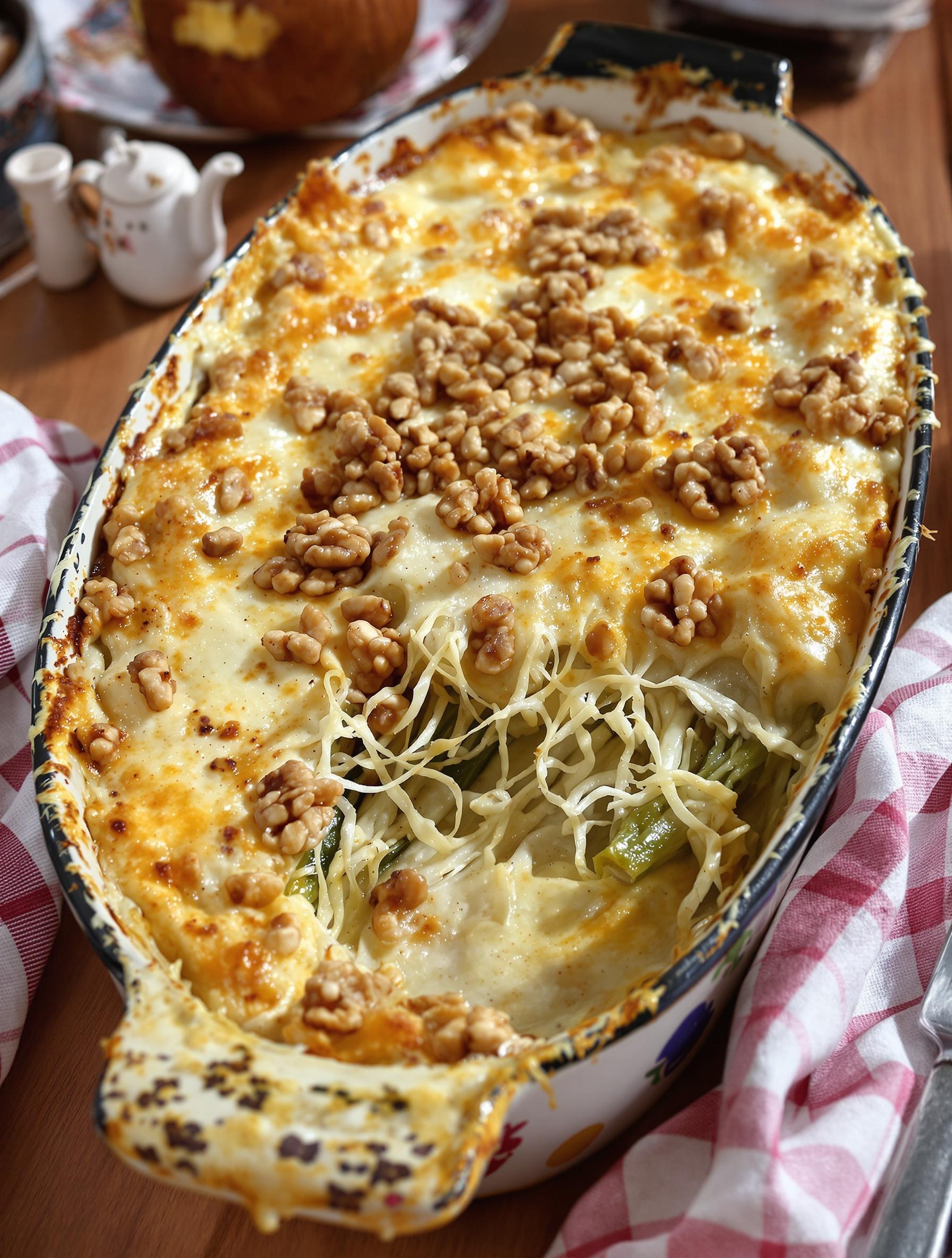 Plat gratin d’endives gourmand, gratiné à l’italienne, croûte de fromage doré et bulles fondantes.