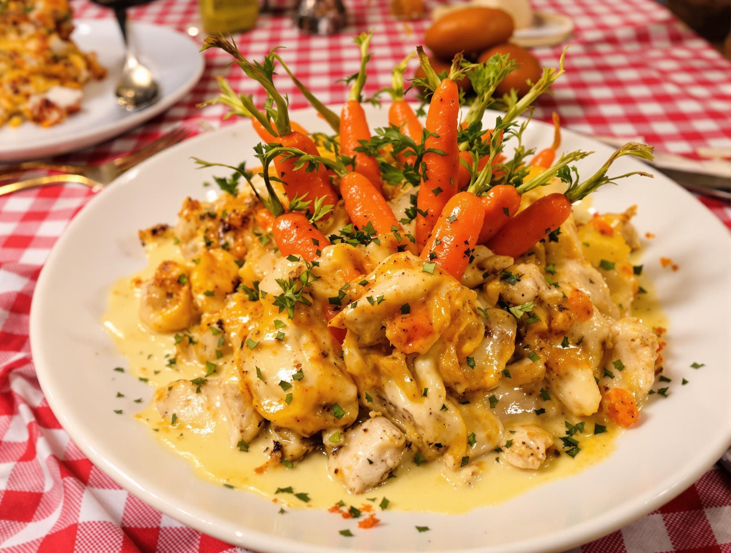 Gratin de sot-l’y-laisse de poulet et de dinde avec sauce aux légumes du terroir lyonnais