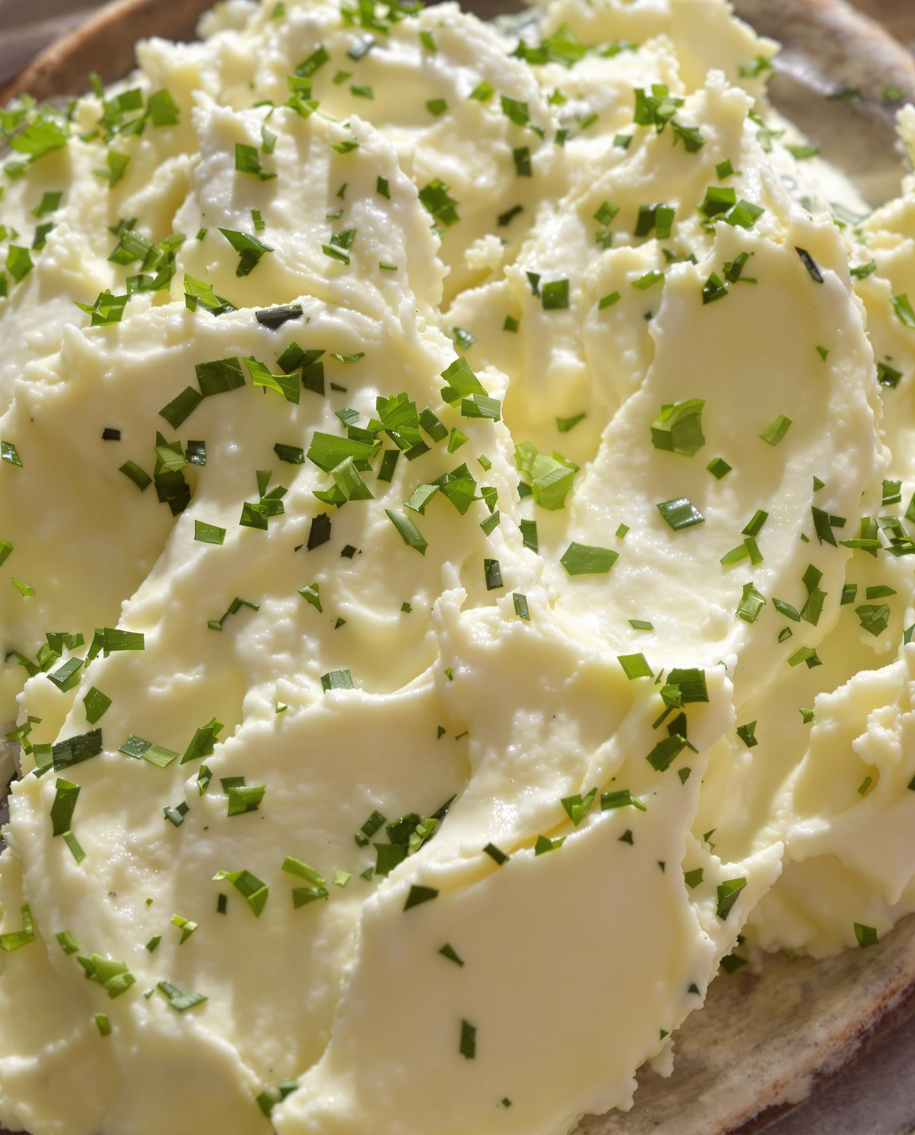 Beurre persillé onctueux gros plan avec persil plat et échalote hachés