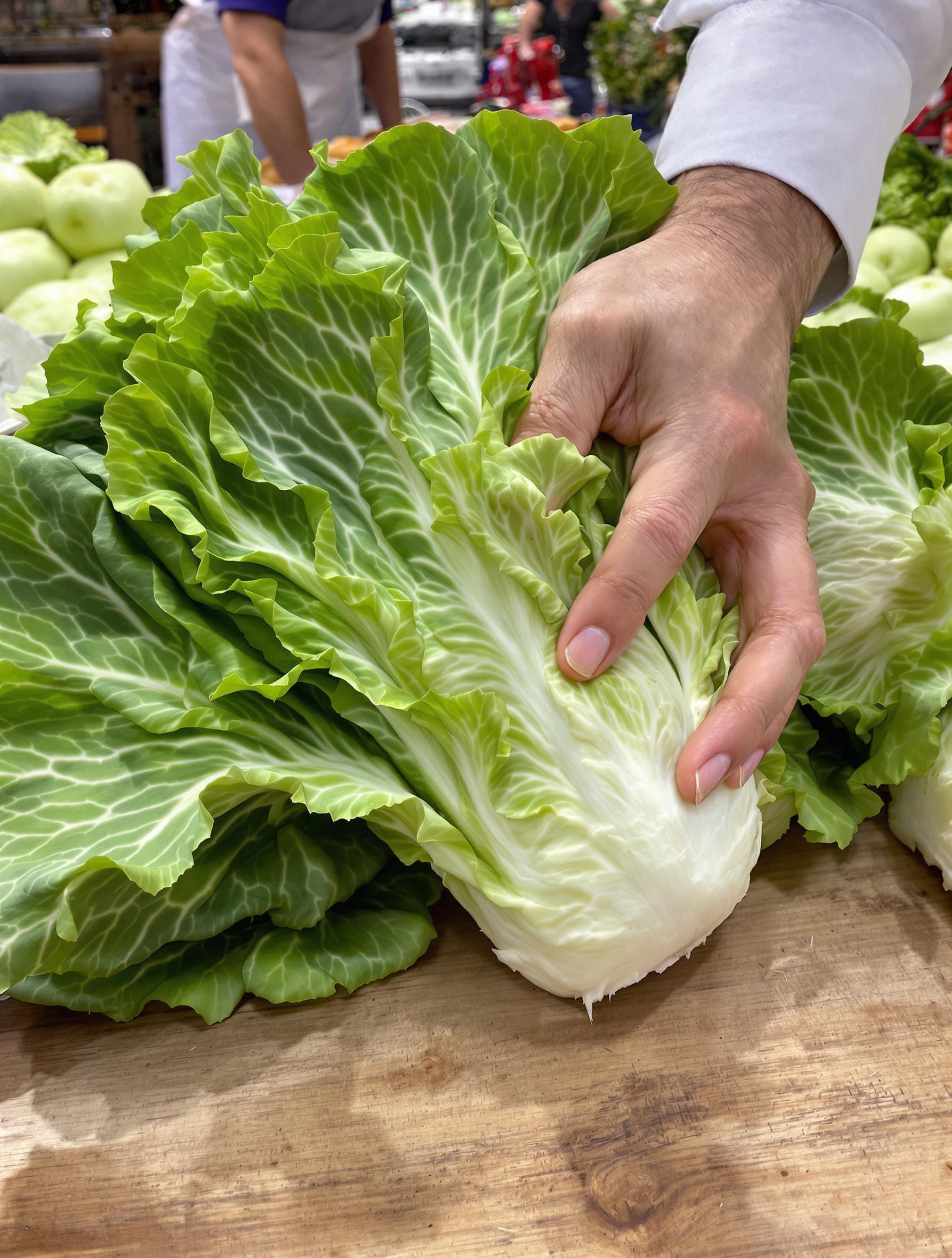 Inspecter le trognon du chou marché lyonnais