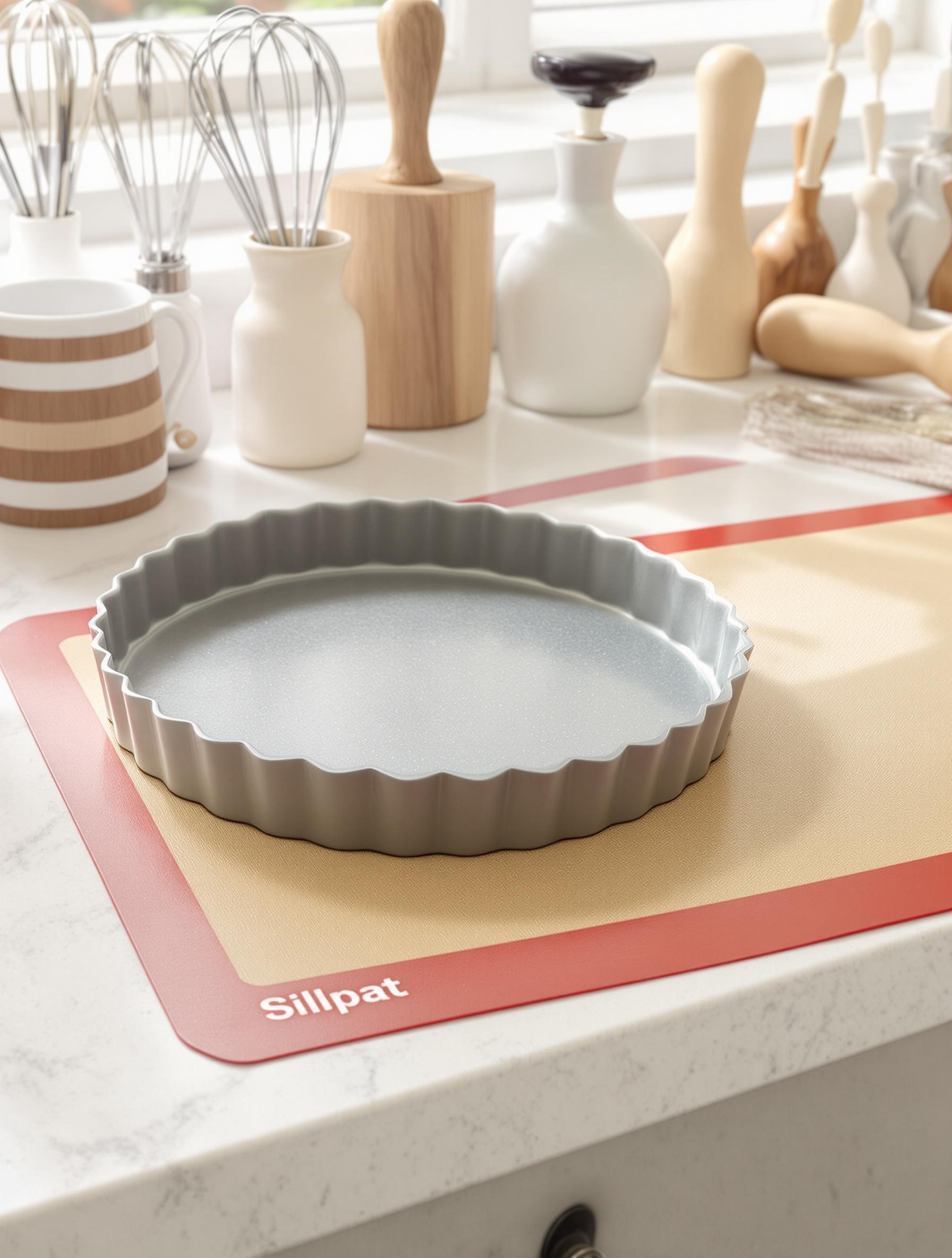 Moule à tarte et tapis de cuisson prêts pour une tarte parfaite