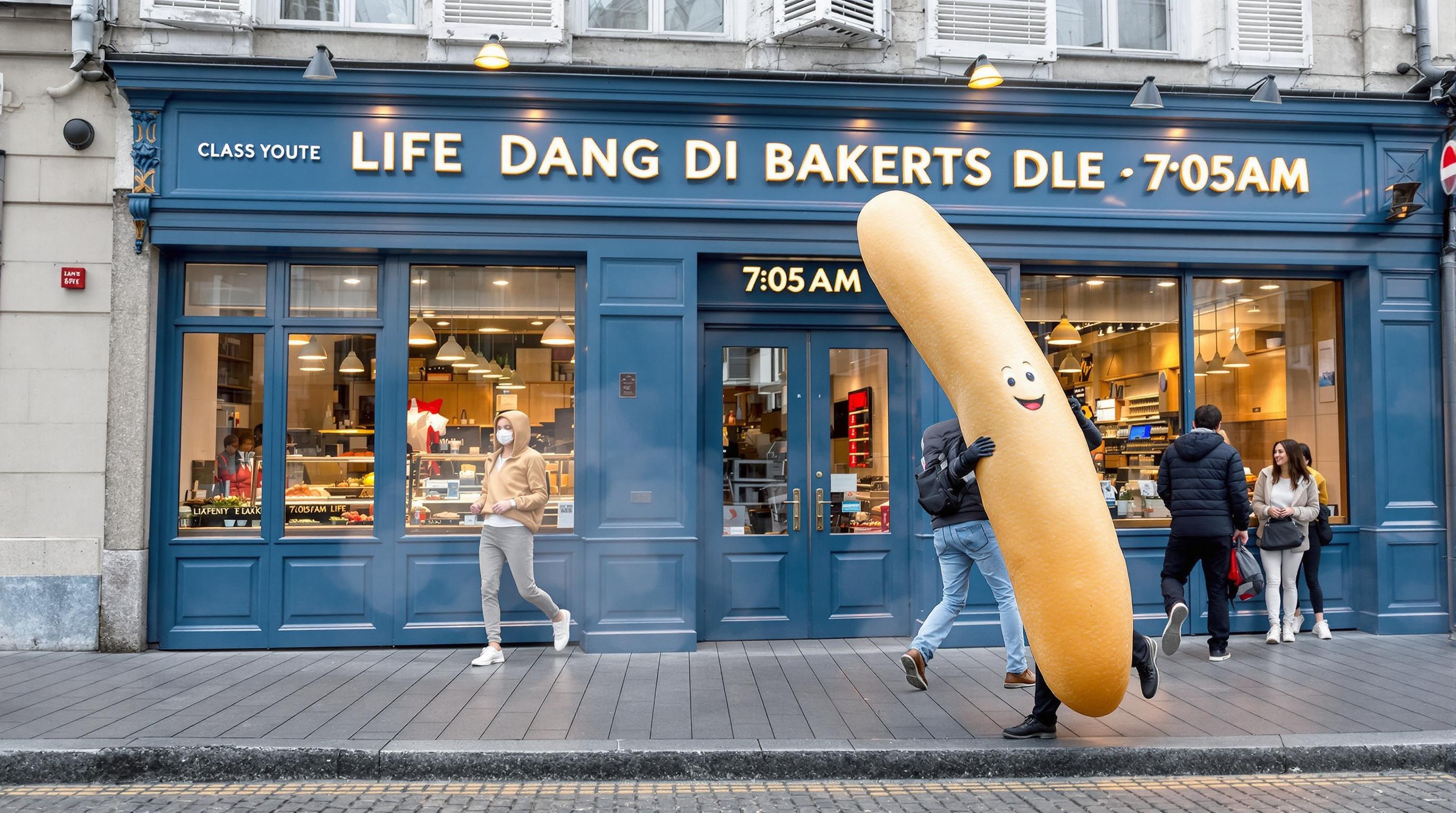 Danse burlesque en baguette 7h05 devant boulangerie Lille