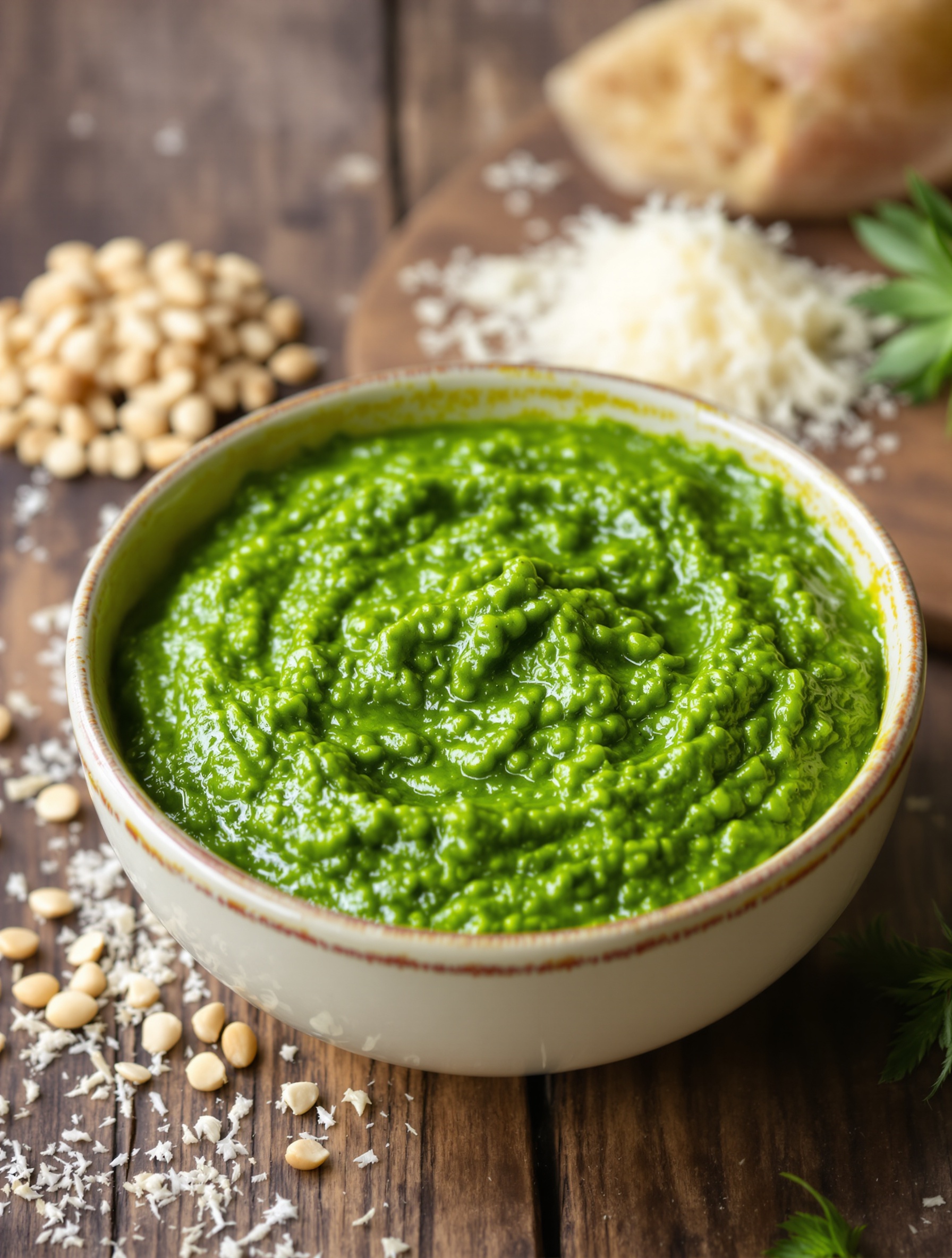 Pesto d'ail des ours avec parmesan, pignons et huile d'olive