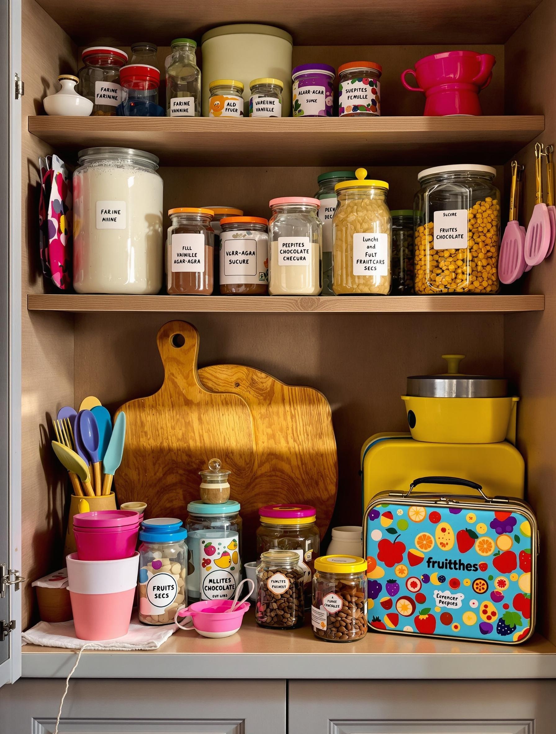 Kit goûter maison avec bocaux de farine, agar-agar, vanille et pépites