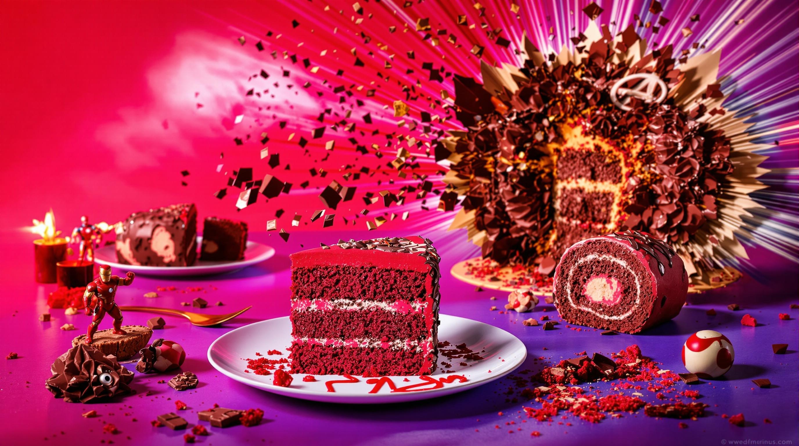 Trio de génoise cacao, red velvet et roulé noisette