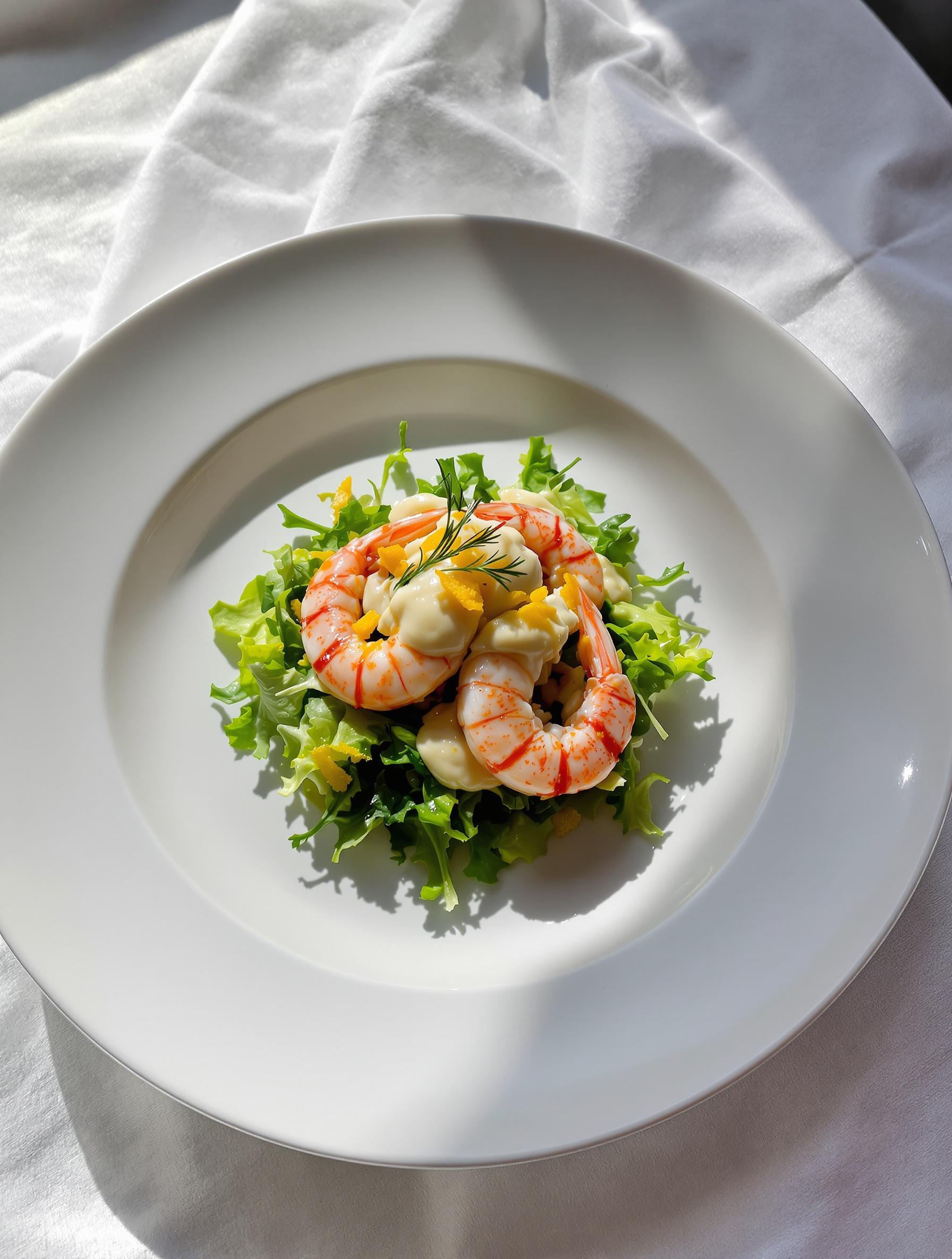 Entrée chic : langoustines nappées de mayonnaise maison au citron.