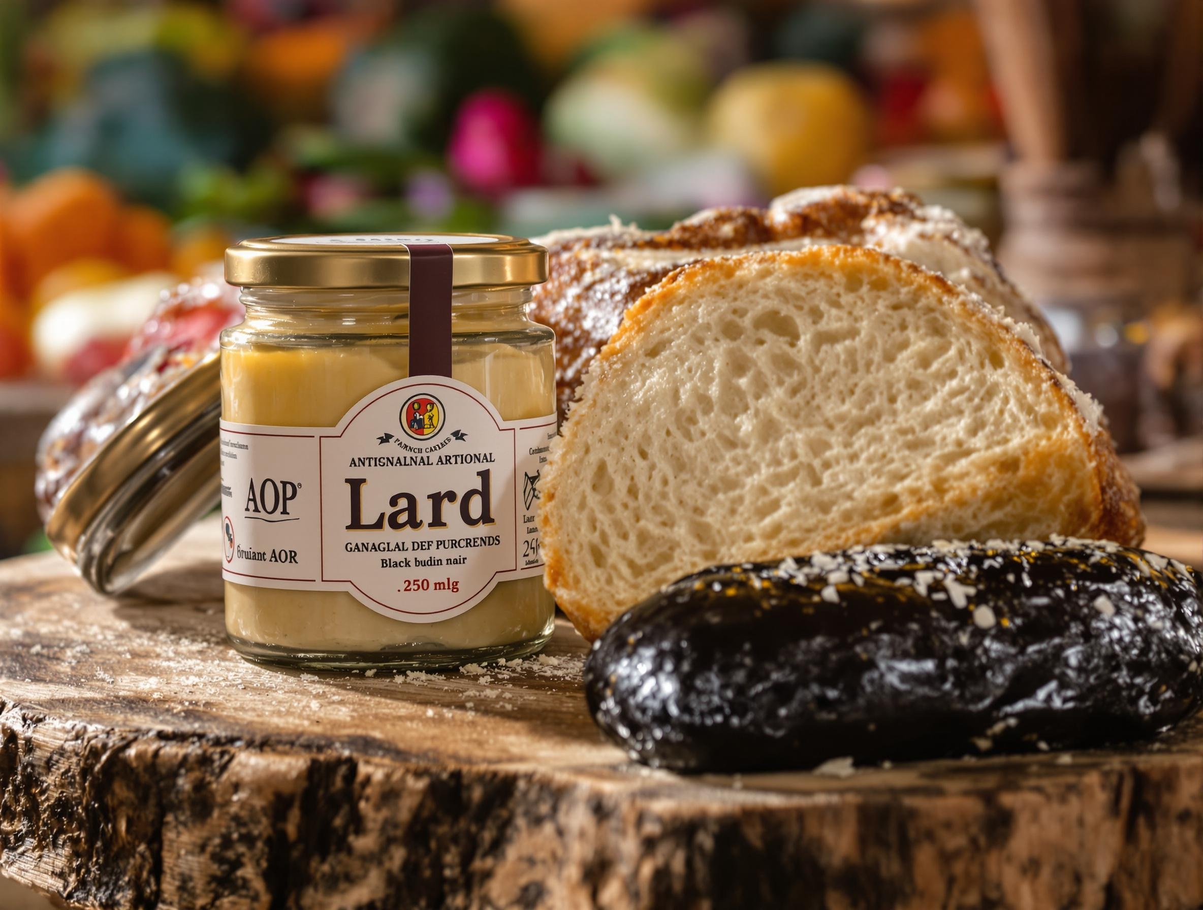 Pot de saindoux artisanal AOP, boudin noir et pain terroir