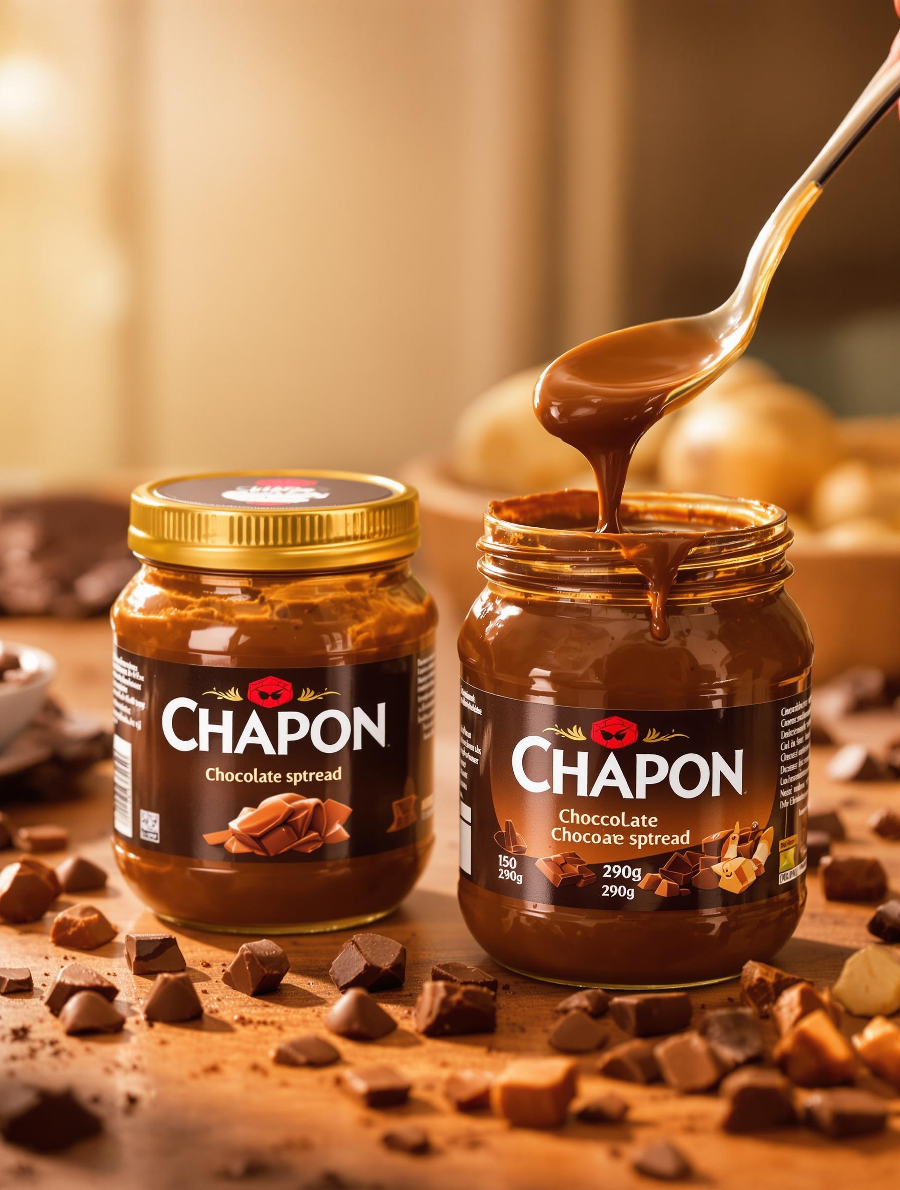 Pots de pâte à tartiner Chapon formats 150g et 290g ambiance gourmande.