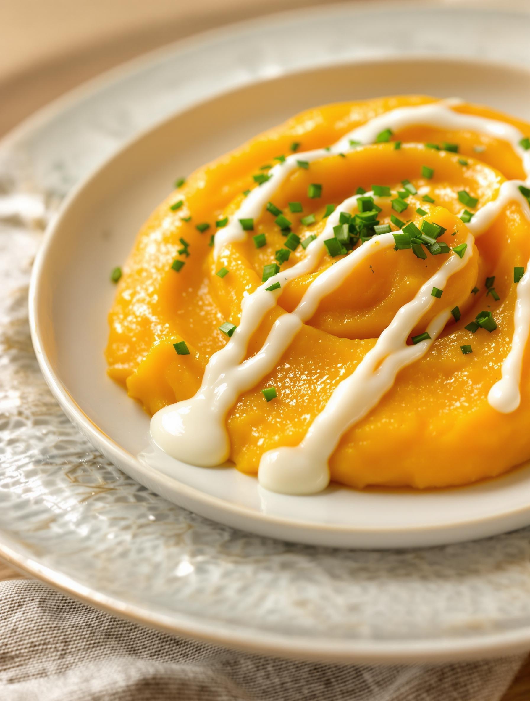 Purée de butternut rôtie avec crème d’Isigny