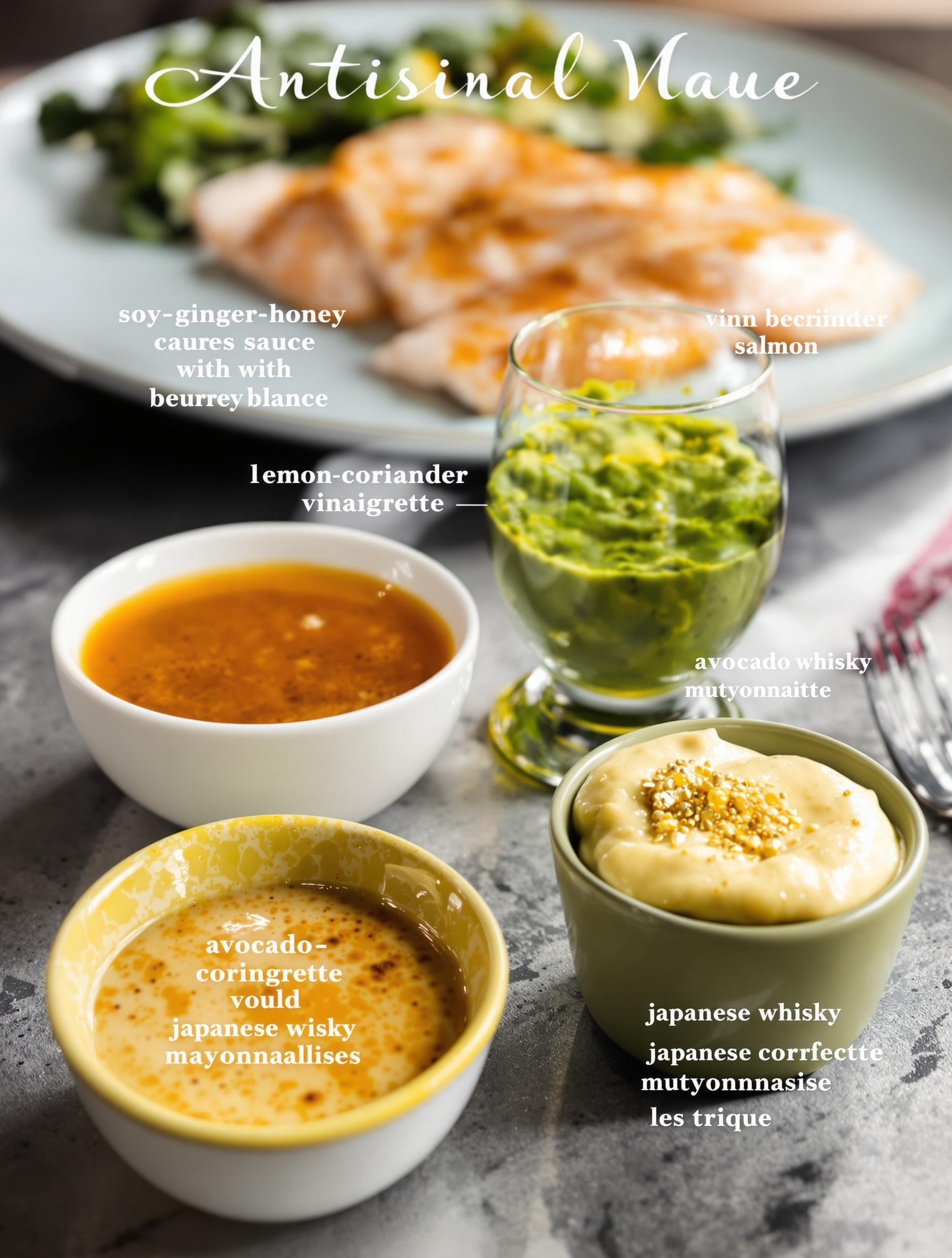 quatre sauces maison pour saumon soja gingembre miel beurre blanc avocat whisky