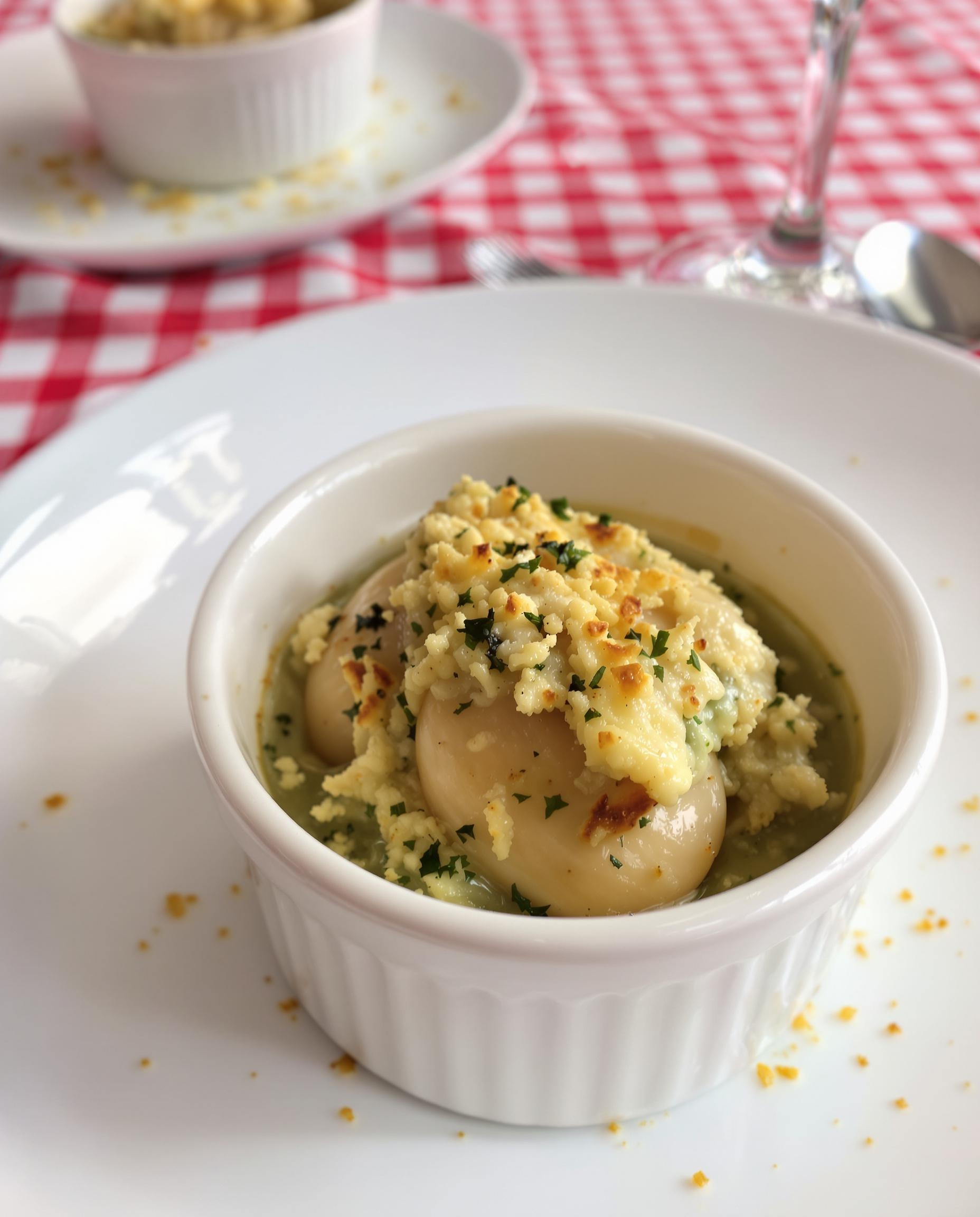 Ramequin individuel moderne avec escargots gratinés beurre persillé