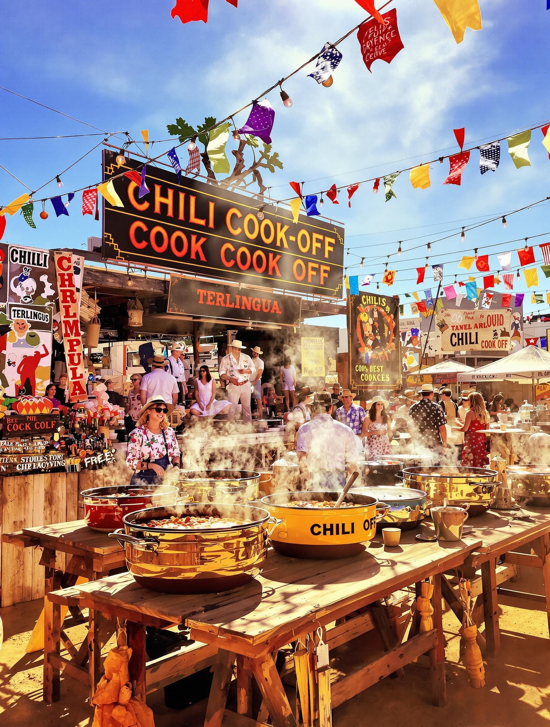 Stand vintage de chili cook-off à Terlingua