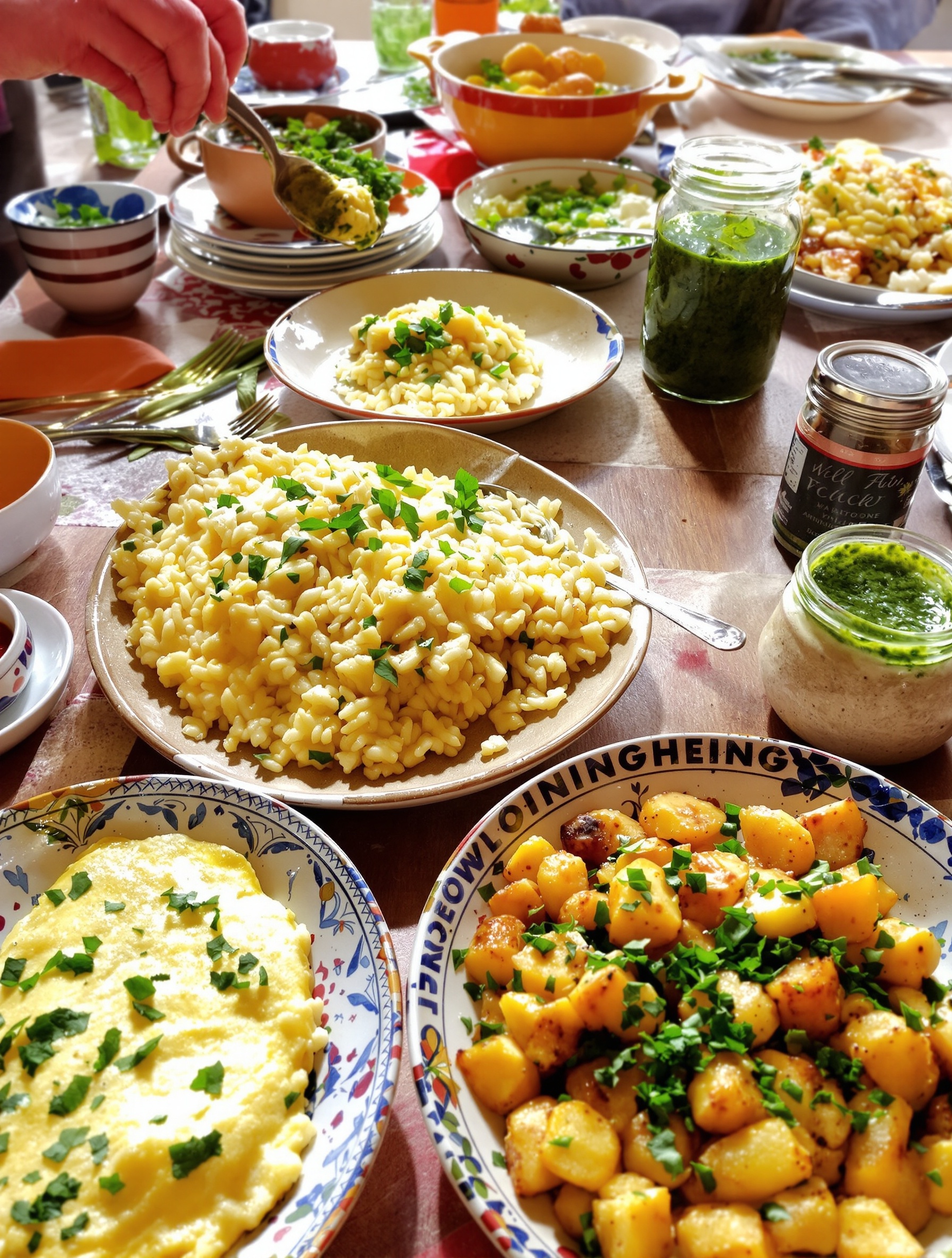 Plats variés avec ail des ours : omelette, risotto, pommes sautées