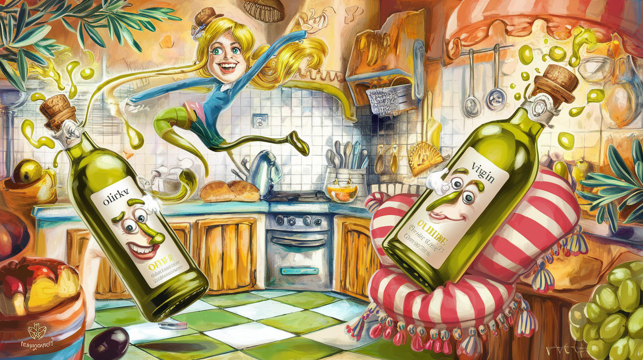 tableau comparatif burlesque huiles d'olive méditerranée cuisine lyonnaise