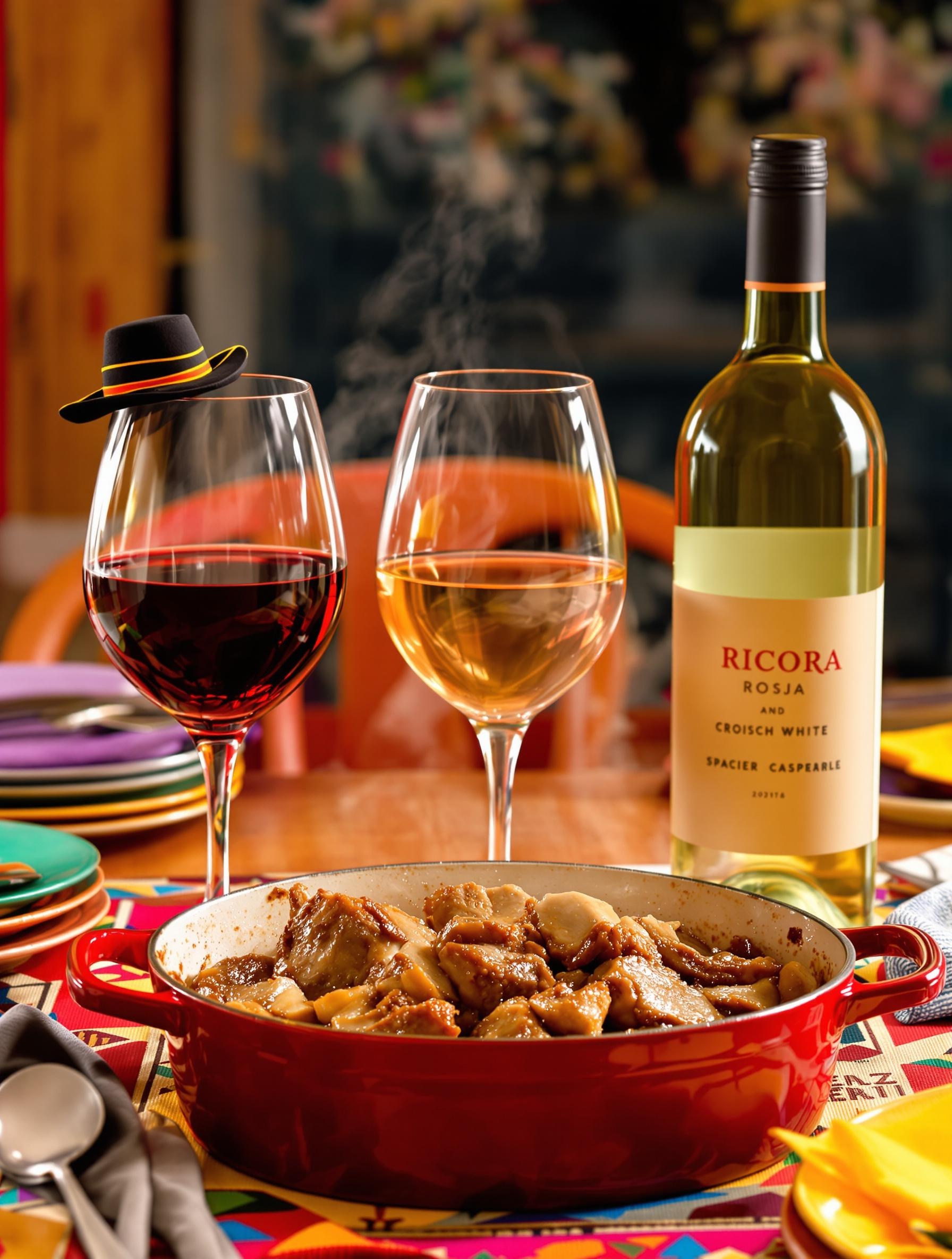 Verres de vin Rioja, rosé et blanc pour accompagner la joue de porc