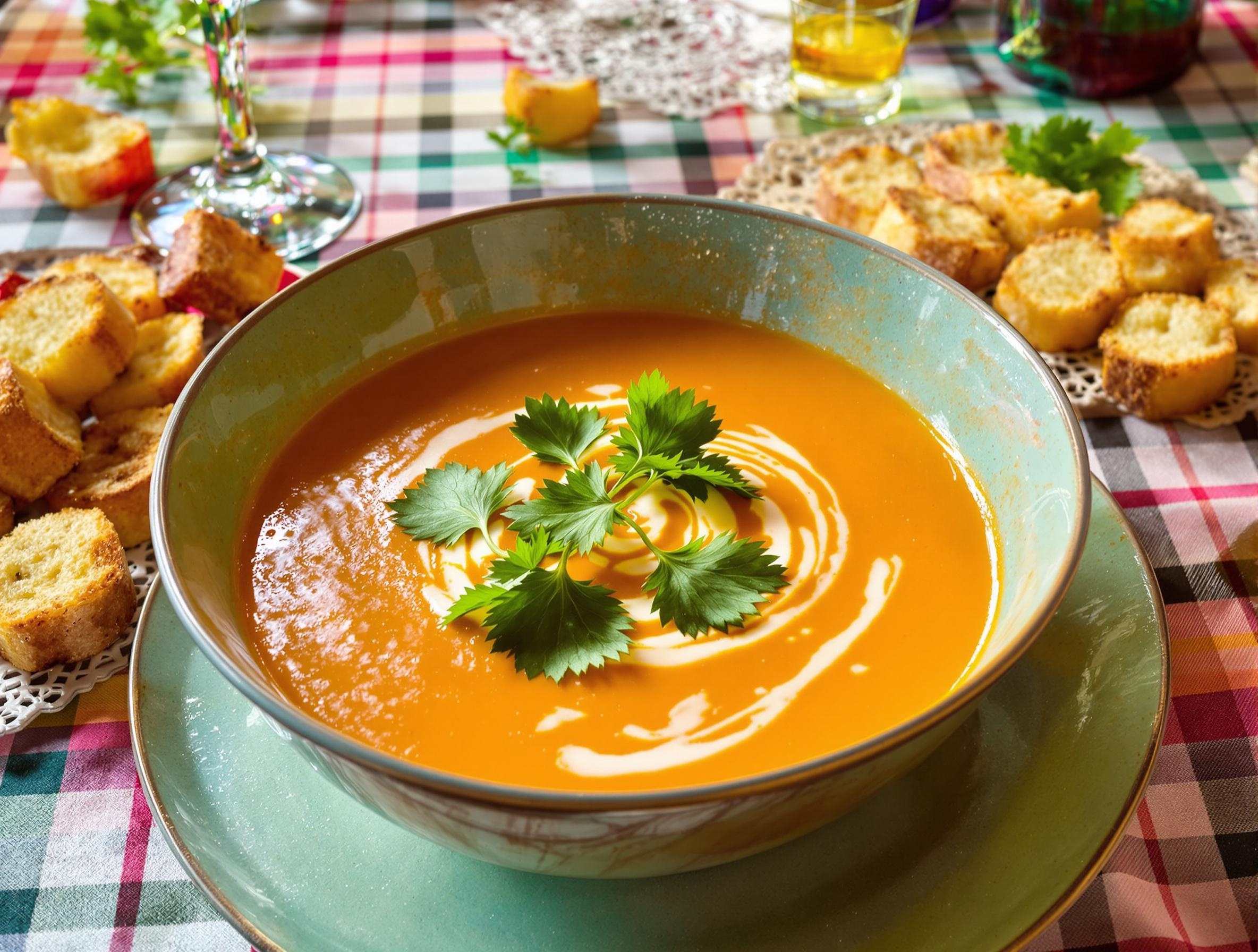 Bol de velouté de patate douce façon burlesque lyonnais