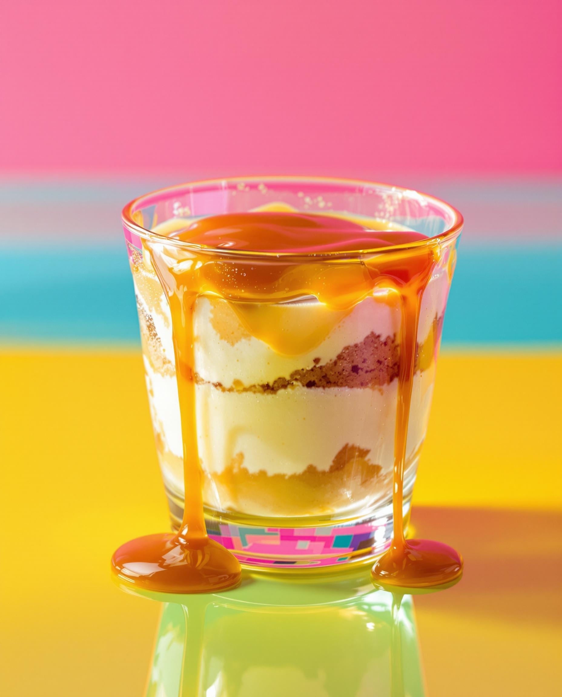 Verrine maison façon Danette, nappée de caramel.
