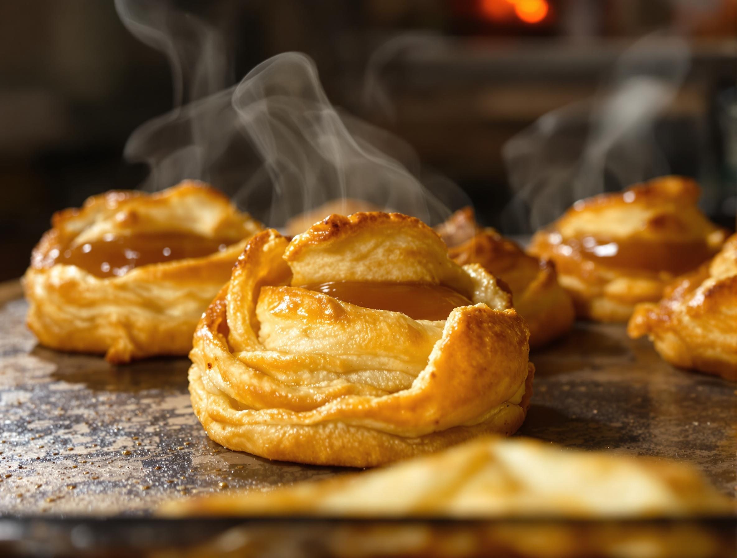 Vue appétissante de vol-au-vent dorés et croustillants sortant du four, prêts à être dégustés.